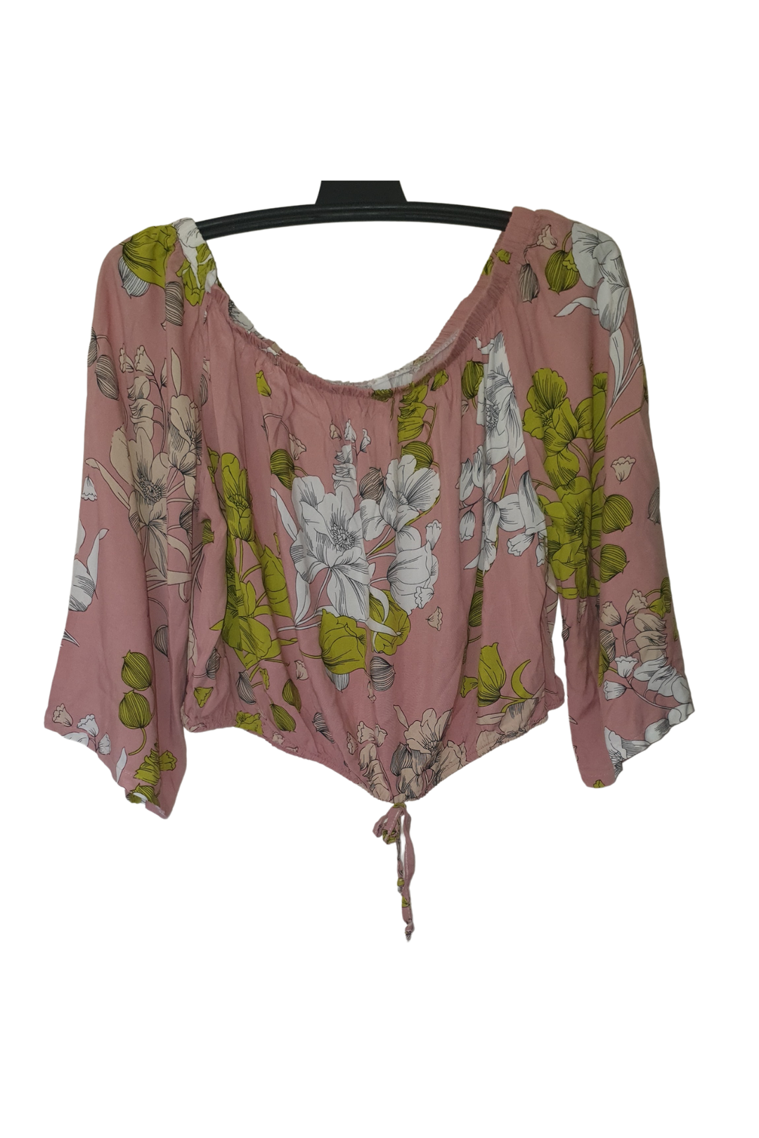 CROP PINKISH BLOUSE WITH DRAW STRING NECK