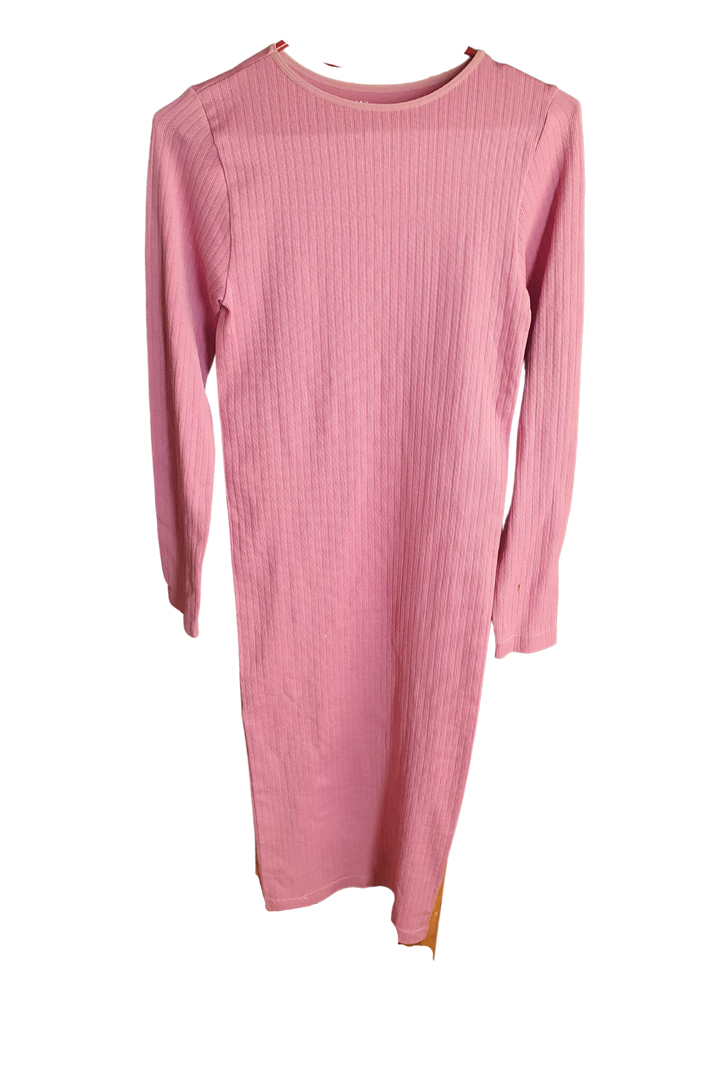 PINK LONG KNIT RIBBED STRETCHY DRESS