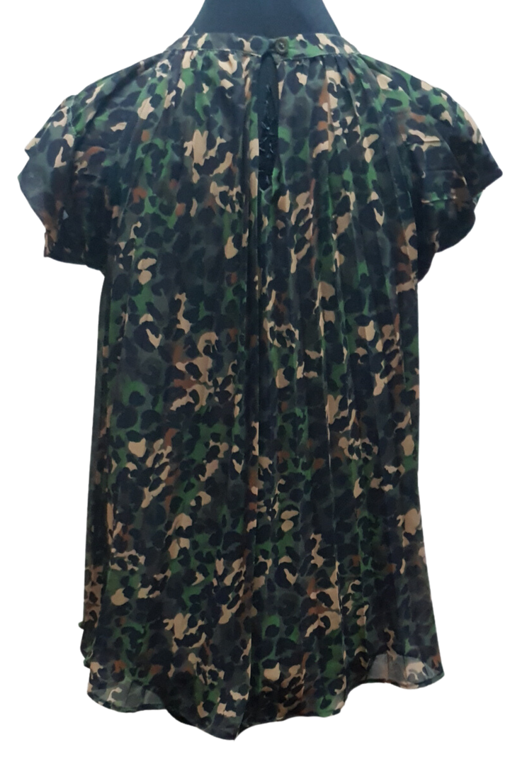 Chiffon Soft Army Camouflage Mid Arm Sleeve Blouse