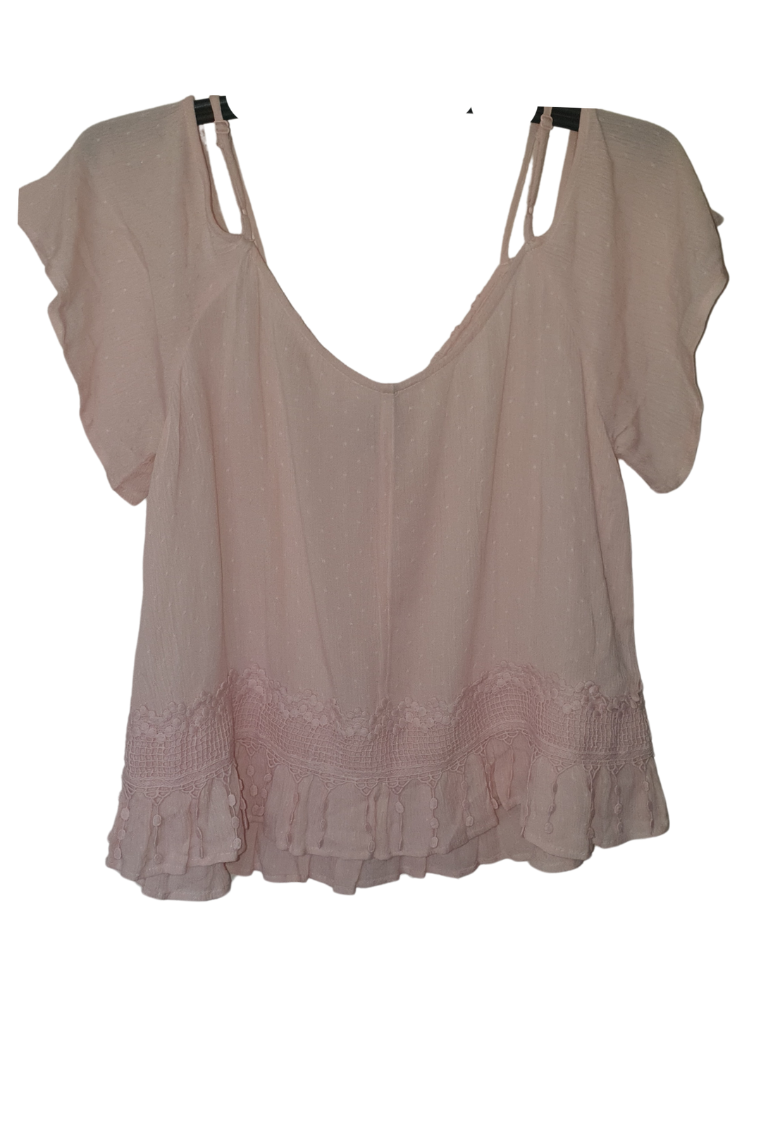 PINK SOFT WITH LACE DETAIL TOP