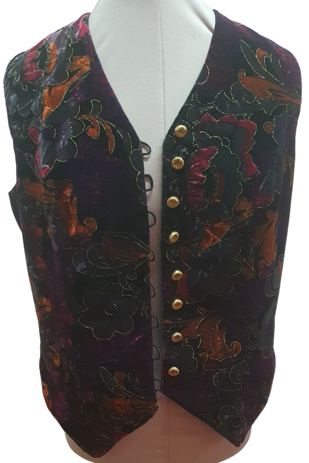 EMBROIDED MULTI COLOUR WAIST COAT WITH GOLD BUTTONS