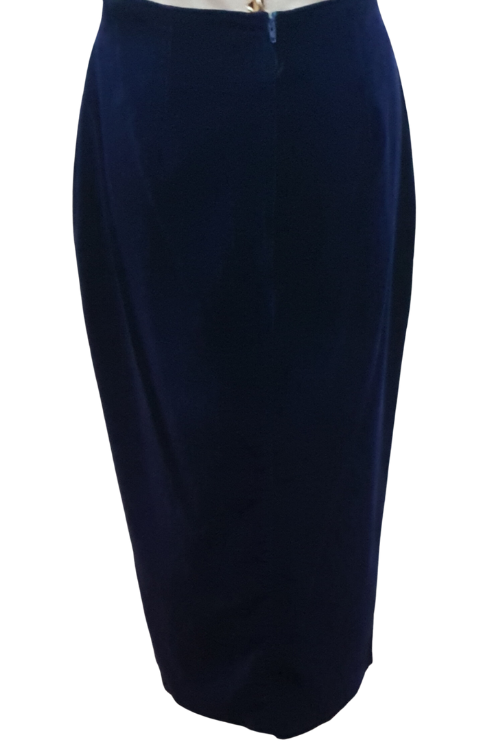 Royal Blue Evening Long Suede Pencil Skirt