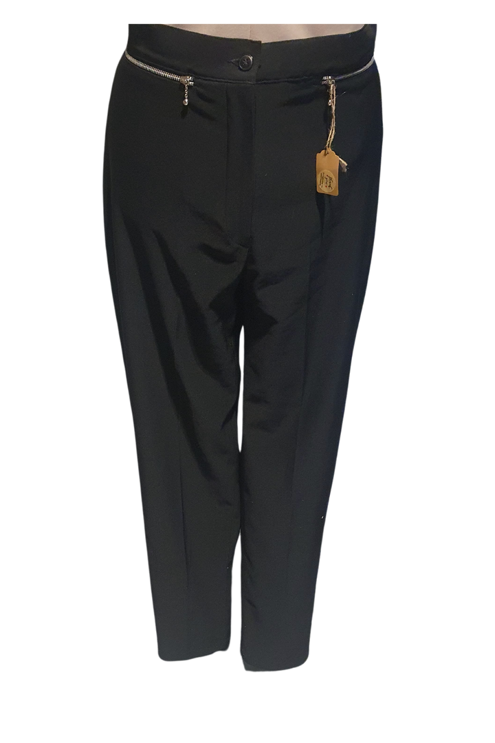 MISS CASSIDY SMART BLACK PANTS WITH SIDE ZIP DETAIL