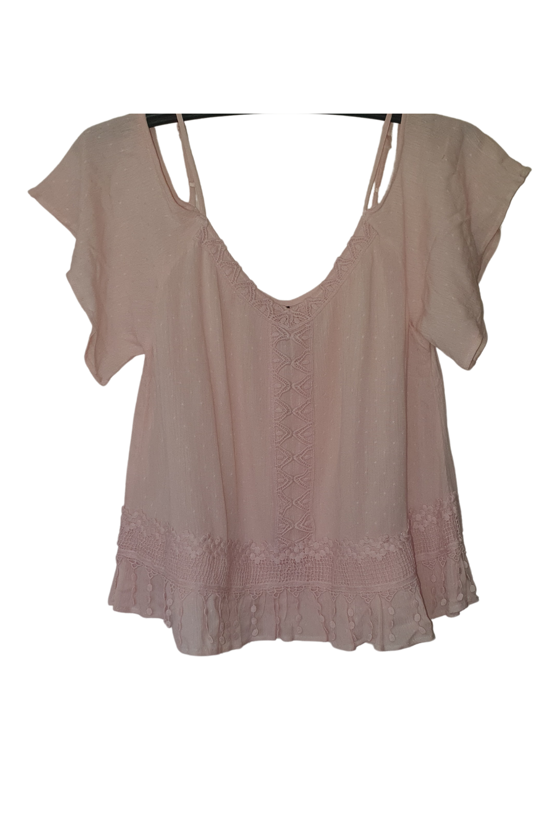 PINK SOFT WITH LACE DETAIL TOP