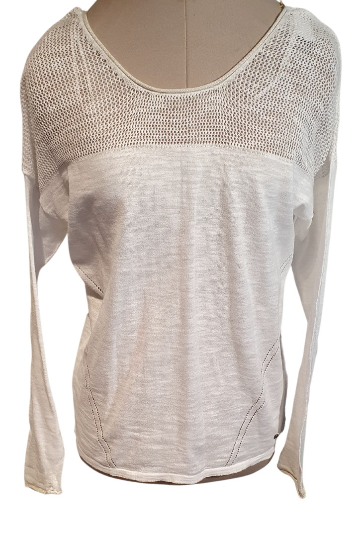 GONOES JEAN WHITE TOP WITH UPPER SILVER DETAIL AND KNIT