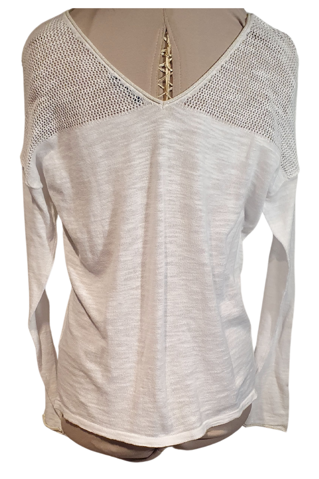 GONOES JEAN WHITE TOP WITH UPPER SILVER DETAIL AND KNIT