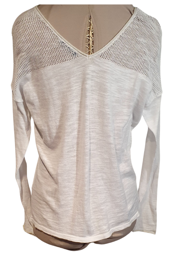 GONOES JEAN WHITE TOP WITH UPPER SILVER DETAIL AND KNIT