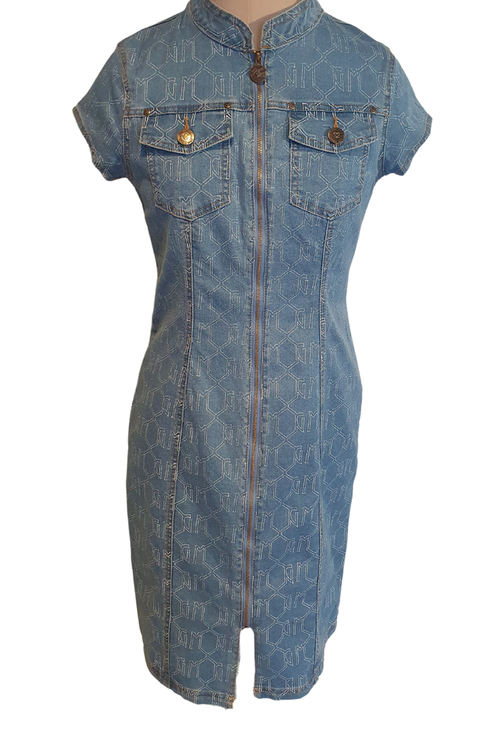 DENIM DRESS WITH MIDDLE ZIP AND POCKETS