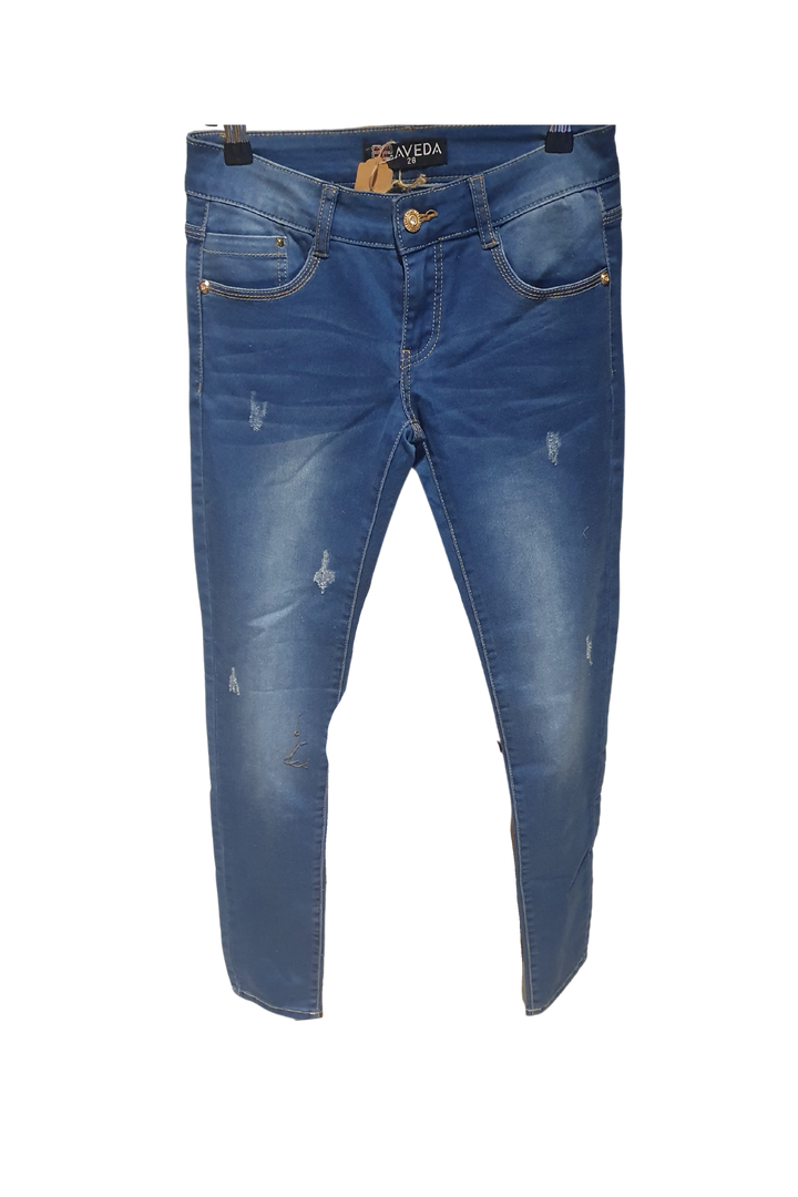 Royal Blue Denim Brown Stitching