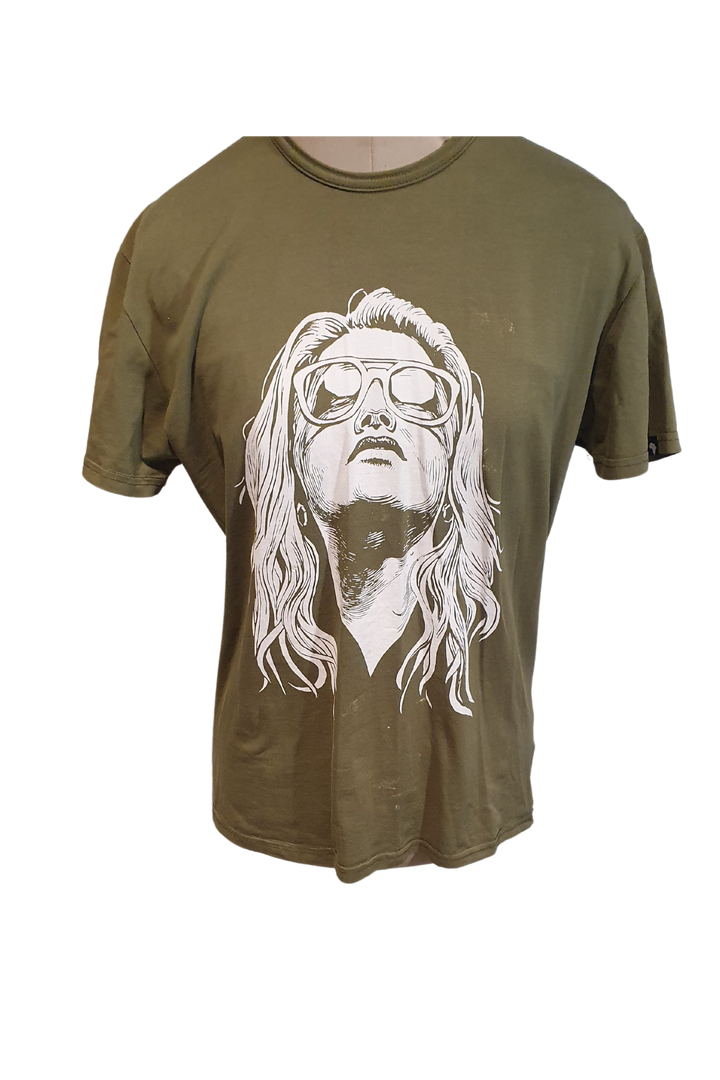 AMAZING OLIVE GREEN T-SHIRT WITH FACE PRINT DESIGN