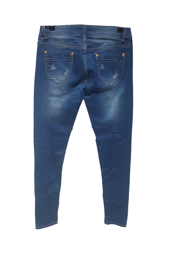 Royal Blue Denim Brown Stitching