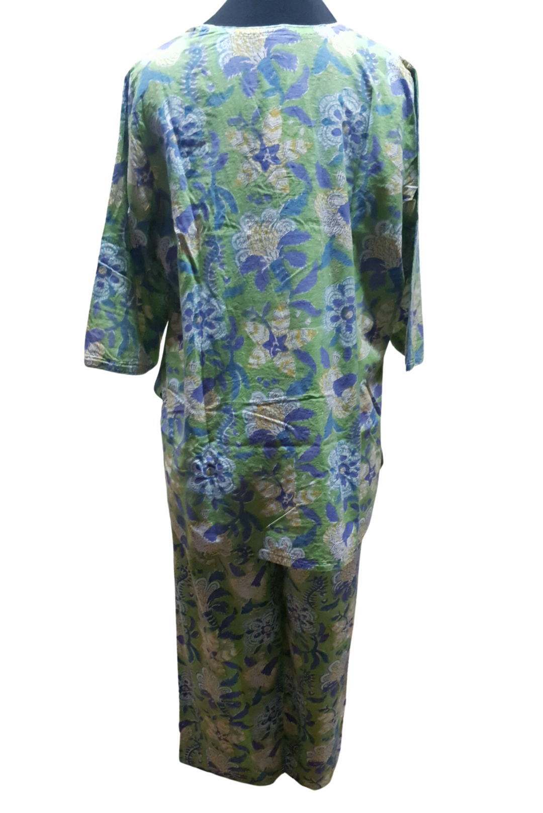 Anoki Soft Cotton Green, Purple and Yellow Pattern Organic Two Piece Pajama Set