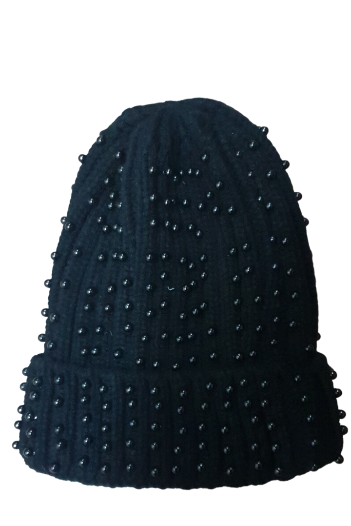 Queenspark Black Wool Studded Beanie