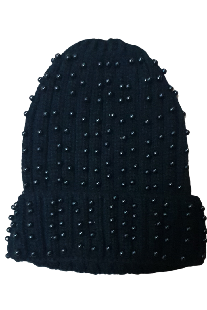 Queenspark Black Wool Studded Beanie