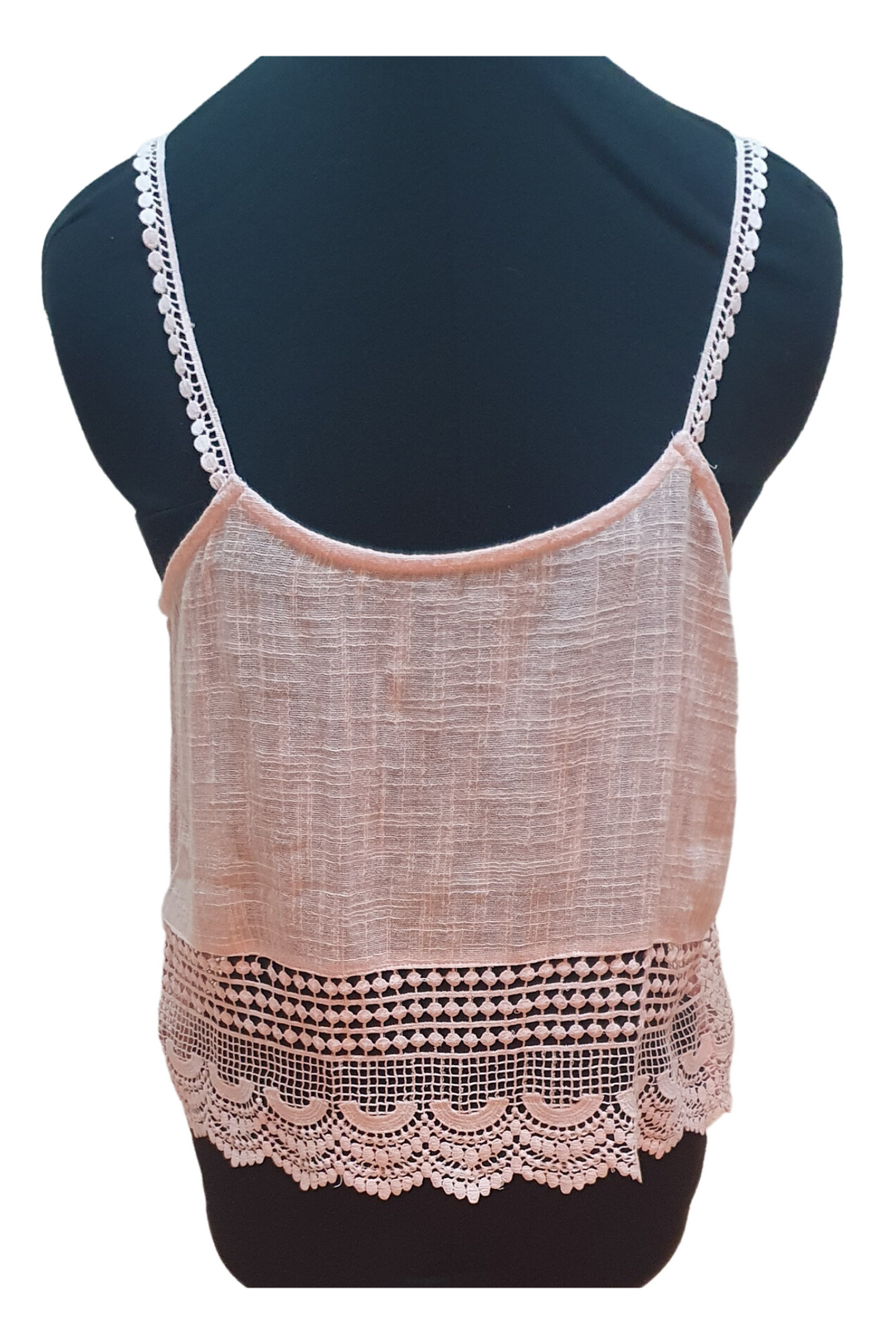 SOFT LINEN PINK LACE DETAILED CROP TOP