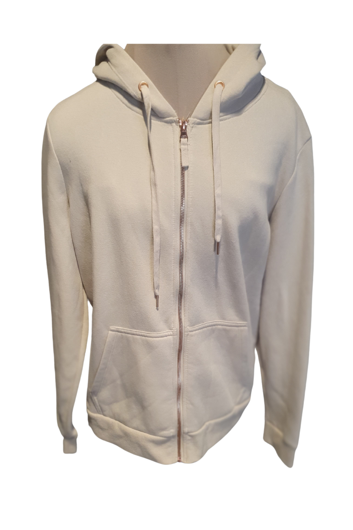 Cream with gold zip Hoodie