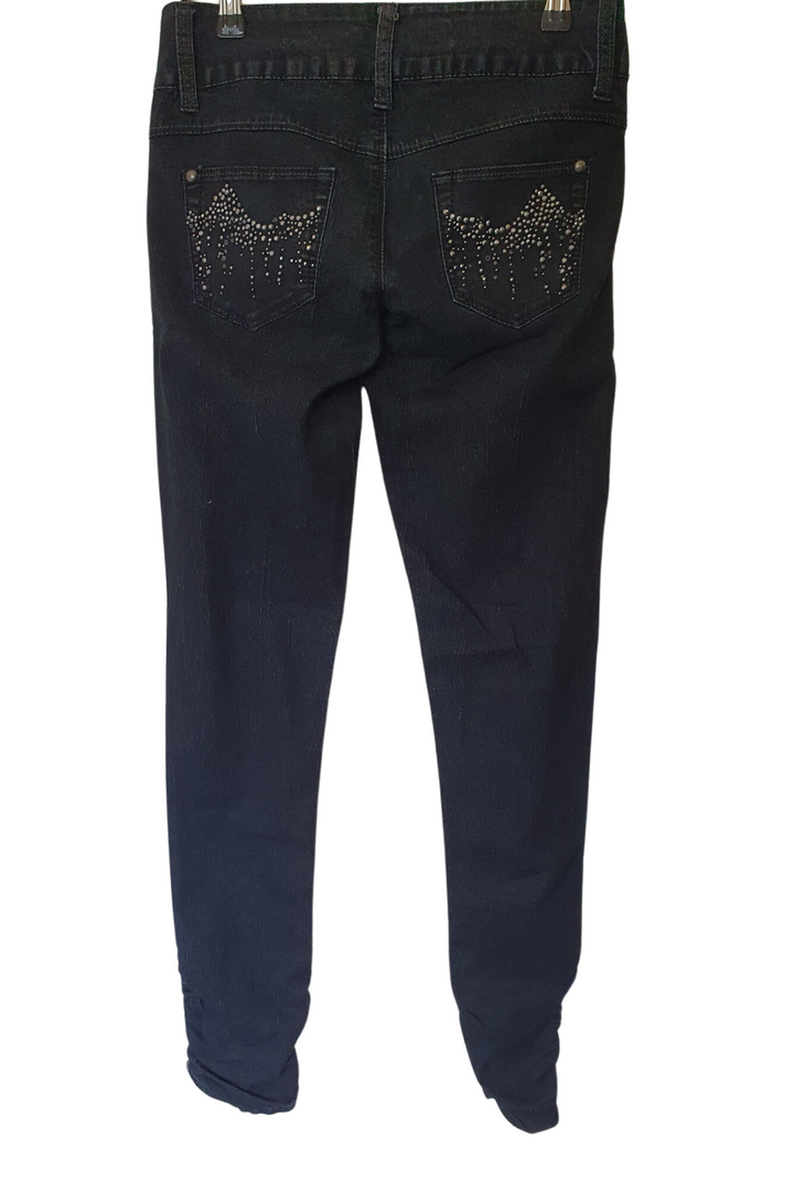 BLACK FEATHER SOFT WITH SILVER SEQUENCE AND STUDS JEAN