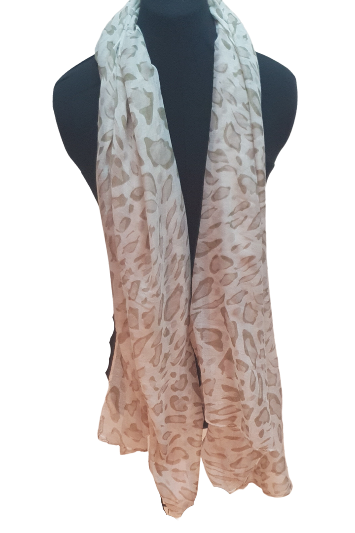 Soft Beige Chiffon Leopard Print Scarf