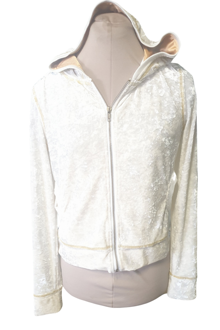 SHINNY CREAM HOODIE WITH GOLD INNER