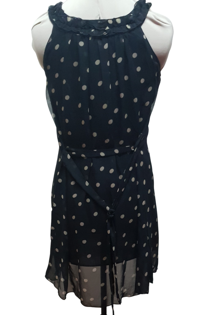 Black Chiffon Short Dress with Gold Dots