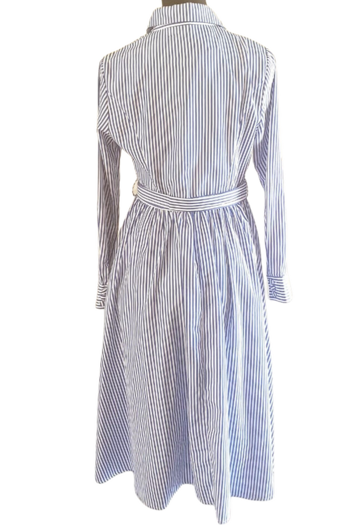 White & Blue Pinstripe Dress
