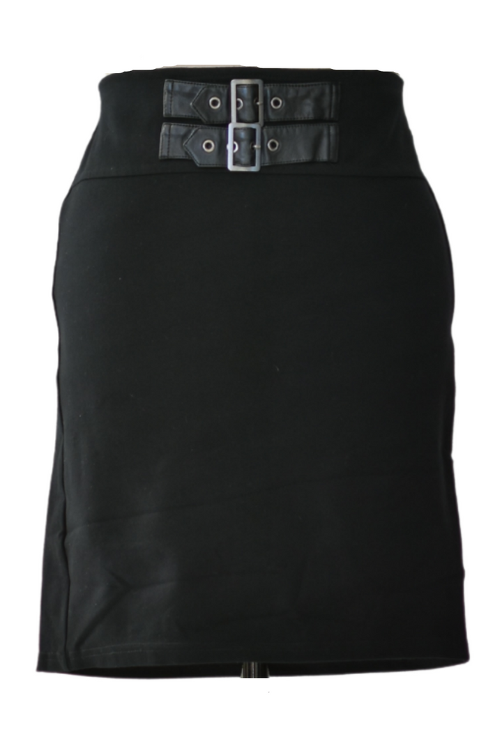Black Buckle Pencil Skirt