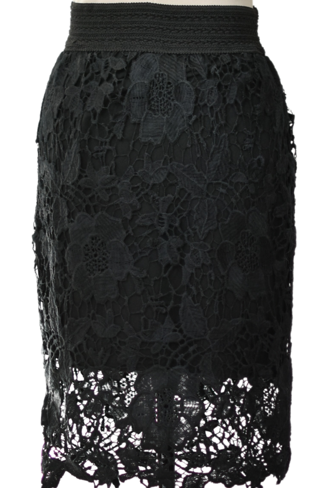 Black Floral Pencil Skirt