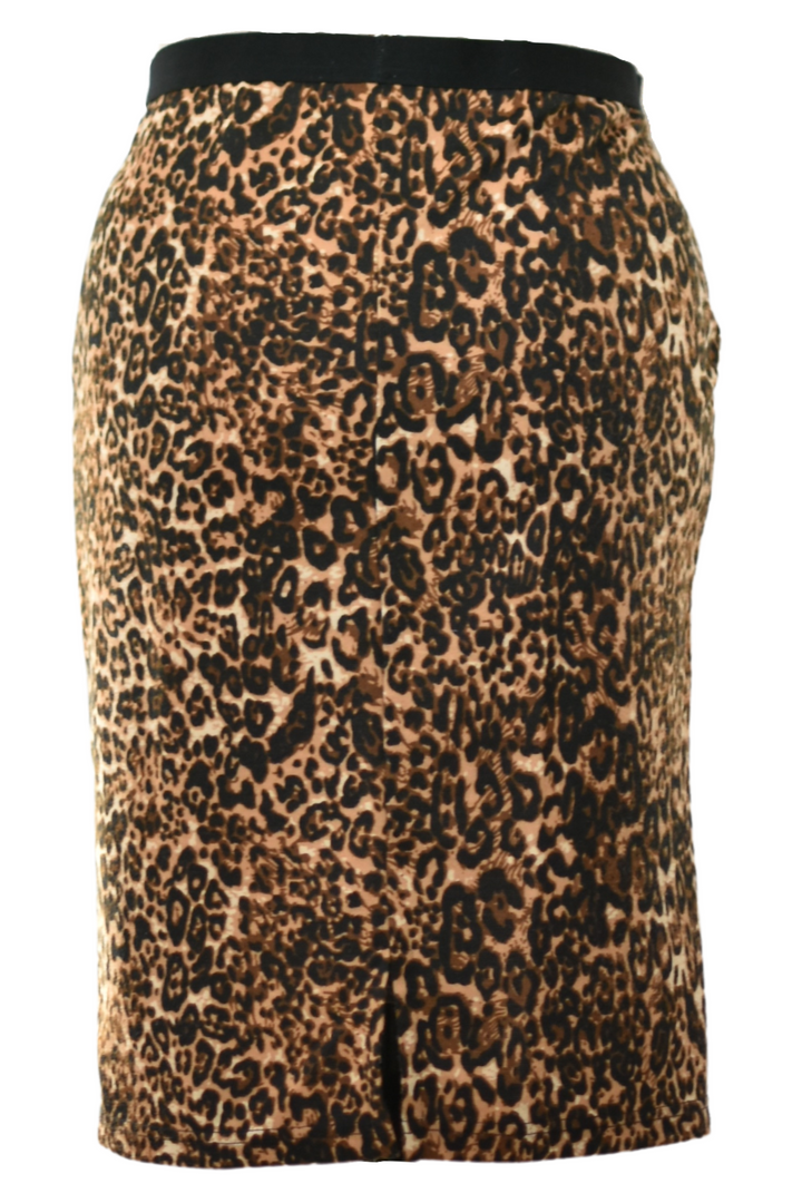 Brown and Black Leopard Print Pencil Skirt