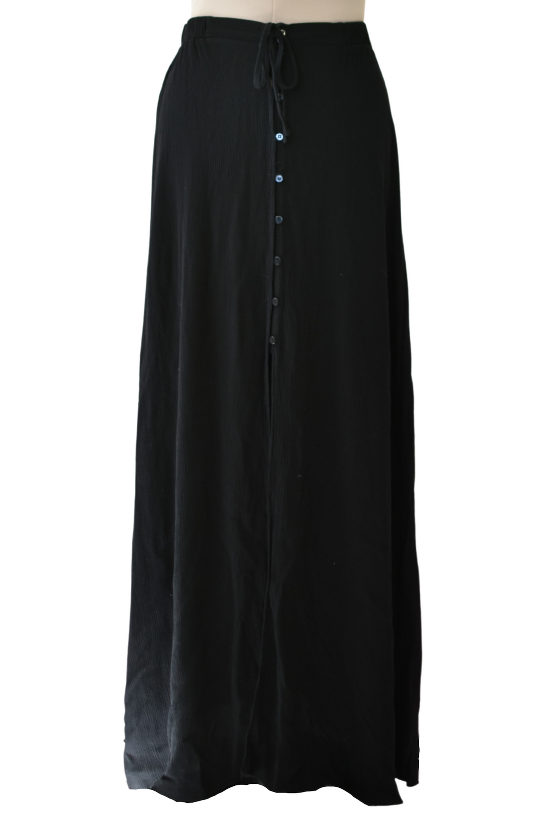 Long Black Button Skirt