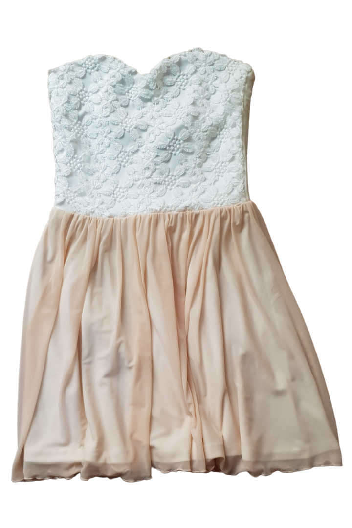 Pretty White/Peach Boob Tube Dress